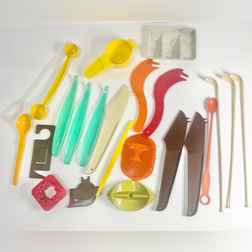 Vintage Tupperware Kitchen Utensils Accessories Spoons Melon Lot Of 23 Pcs